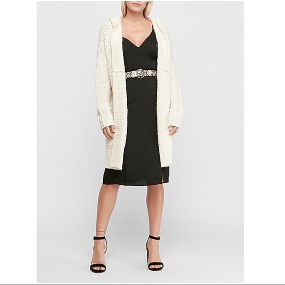 [Express] Textured Knit Stitch Long Hooded Cardigan - Picture 1 of 6